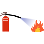 Fire extinguisher in use