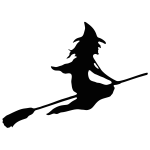 Witch Riding Broom Silhouette Smoothed