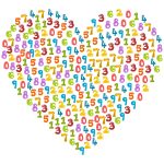 Colorful animal numbers in a heart
