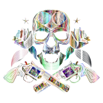Flowers And Firearms Skull Line Art Psychedelic No BG