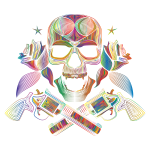 Flowers And Firearms Skull Line Art Polyprismatic No BG