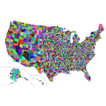 United States With County Borders Prismatic