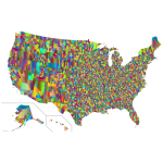 United States With County Borders Polyprismatic