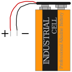 9 V battery with clip and polarity