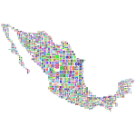 Mexico Map Word Cloud Prismatic
