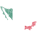 Mexico Map Word Cloud Flag Colors