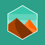 Mountain in hexagon frame
