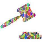 Gavel And Sound Block Icon Tiles Polyprismatic