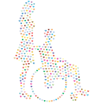 Woman Pushing Man In Wheelchair Silhouette Hearts Prismatic