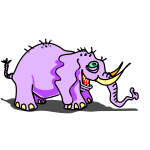 purple elephant with yellow teeth