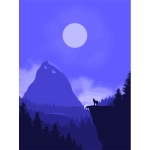 Wolf Howling At Full Moon Illustration