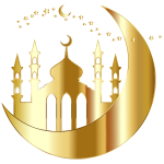 Mosque On Crescent Moon Silhouette By jambulboy Gold No BG