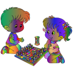 Kids Playing Board Game Free SVG