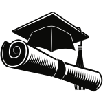 Mortar board hat and diploma