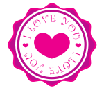 Pink sticker with text I love you