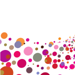 Colorful dots on white background