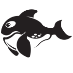 Fish silhouette monochrome clip art