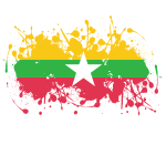 Myanmar flag ink splatter