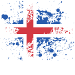 Icelandic flag paint splatter pattern