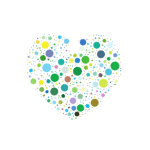 Heart silhouette with green circles
