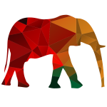 Elephant silhouette colour low poly