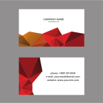 Business card design red polygonal pattern