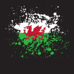 Welsh flag ink splatter design
