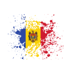 Moldova flag ink splatter