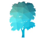 Tree silhouette with polygonal pattern