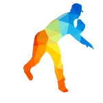 Baseball player low poly silhouette