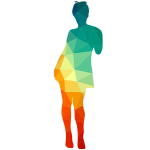 Girl outline color low poly pattern