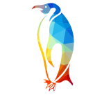 Penguin silhouette low poly pattern