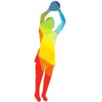 Female basketball player color silhouette