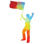 Silhouette of a man with a flag