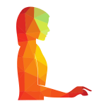 Woman working color silhouette