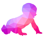Baby color silhouette low poly pattern