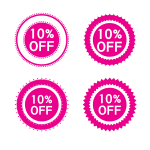 Pink stickers 10 percent off