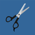 Scissors on blue background