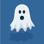 White ghost on blue background