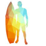 Surfer silhouette low poly pattern