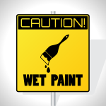 Wet paint warning sign