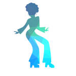 Disco girl blue silhouette
