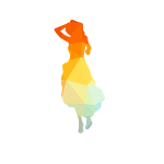 Girl in long dress silhouette