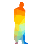 Man in coat silhouette low poly