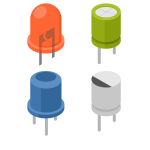 Electronic components in various colors