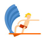 Blond boy surfing