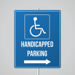 Handicapped parking blue sign