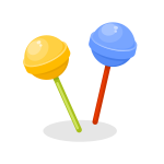Yellow and blue lollipop