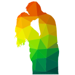 Couple kiss silhouette low poly