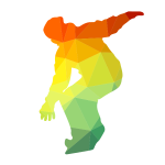 Snowboarder color silhouette low poly